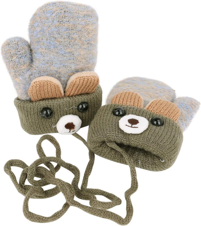 Clobeau Baby Mittens Warm Mitts Infant Full Finger Gloves Magic Snow Mittens on String - Image 3